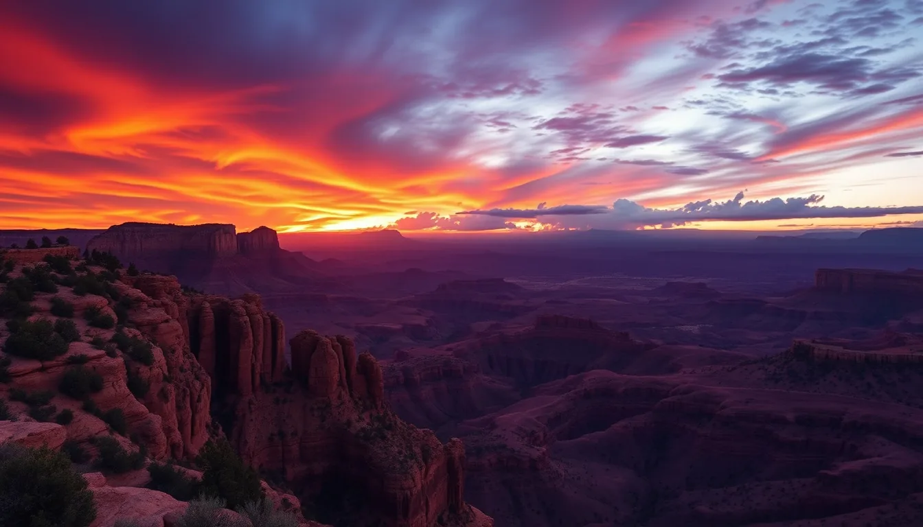 Panoramic sunset over Sedona red rock country